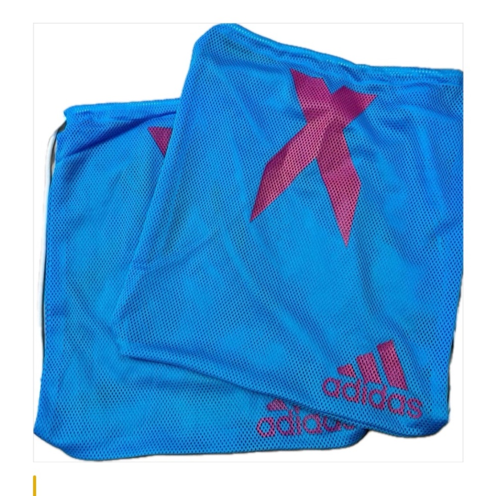 ADIDAS Set of 2 String Backpacks Blue with Pink Logo Design NWOT